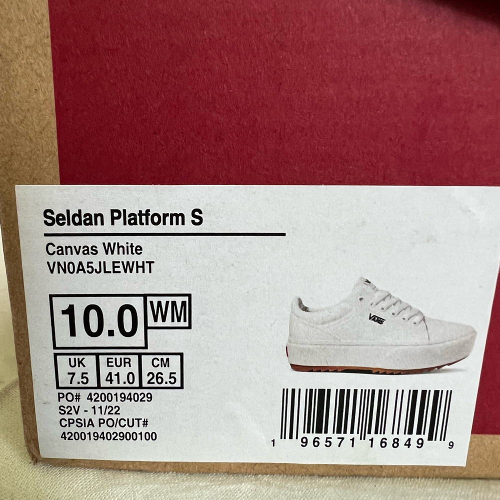 NEW Vans white Seldan platform sneaker shoes size 10 - Picture 6 of 6